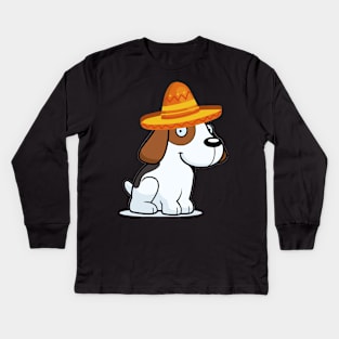 Cute dog beagle mexico cinco de mayo Kids Long Sleeve T-Shirt